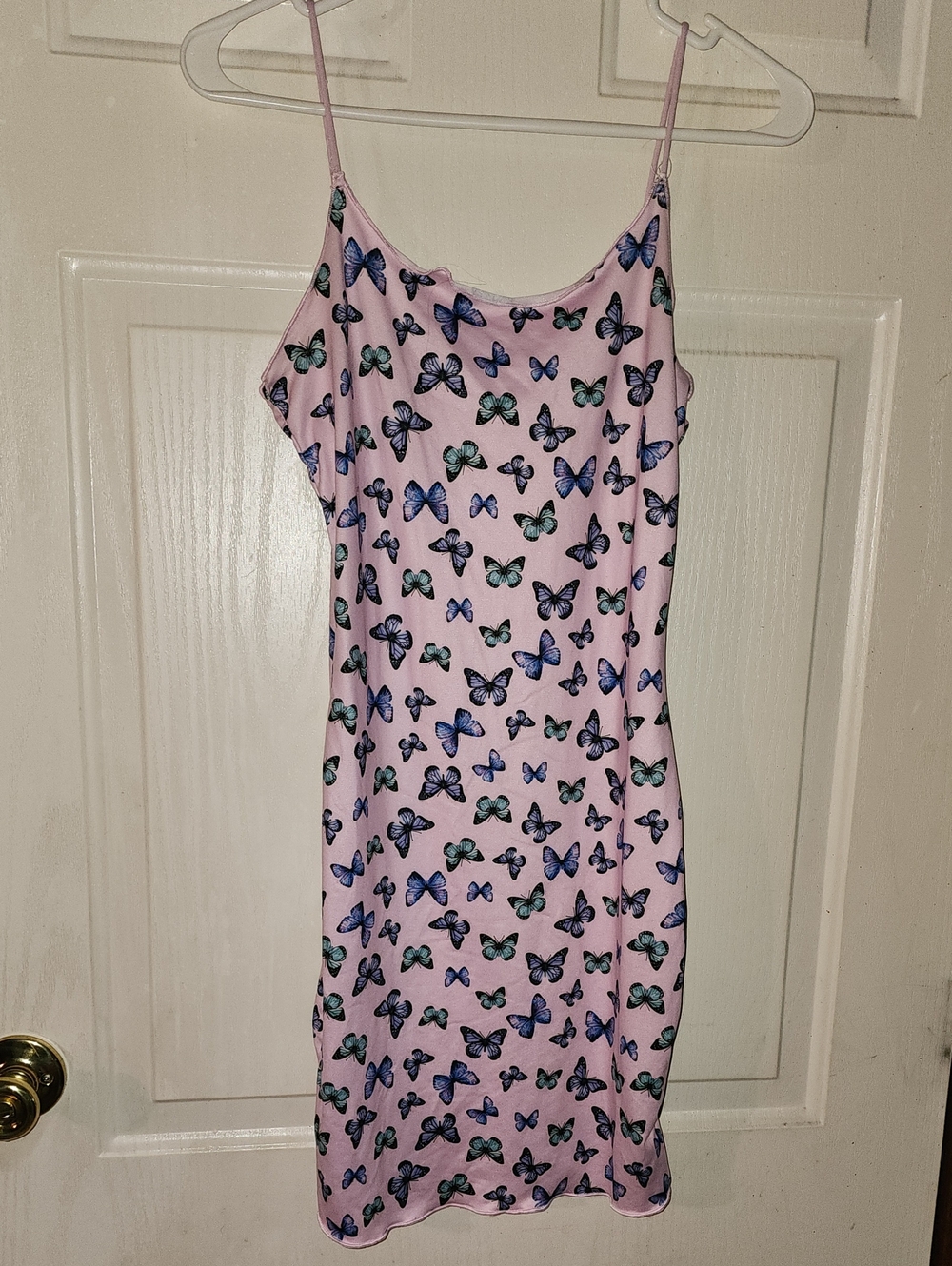 Pink Butterfly Print Women's Mini Dress